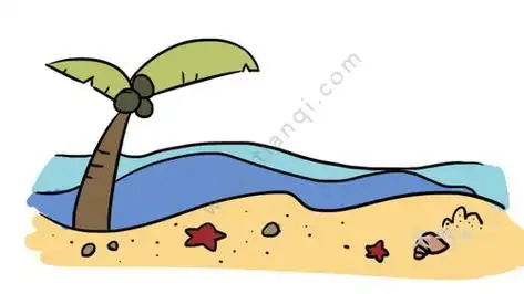 海滩简笔画 海滩的画法步骤海边沙滩风景儿童简笔画图片欣赏免费下载