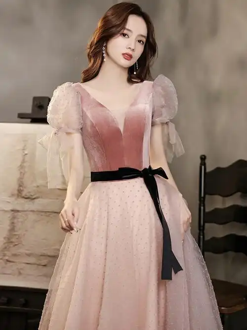 晚礼服裙女2021新款名媛气质宴会主持人年会生日派对平时可穿长款