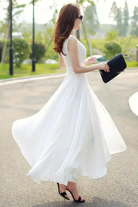 【女神范v领收腰气质长裙】-女装-连衣裙_裙子_女装_服饰鞋包-牛牛