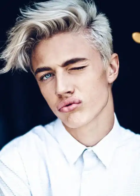 男生烟灰色银灰色亚麻色头发图片