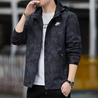 耐克nike耐克迷彩冲锋衣男秋季运动防风防水登山休闲连帽夹克冬季加绒