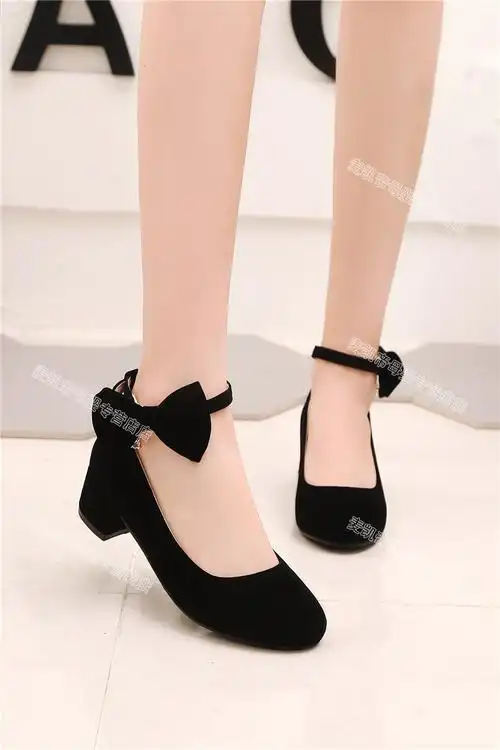 儿童高跟鞋蝴蝶结小皮鞋1215岁大童鞋公主表演单鞋女童红色鞋子时尚