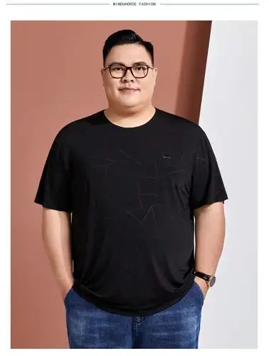 心仪男人大码男士夏季冰丝短袖t恤胖子肥佬宽松t恤加肥