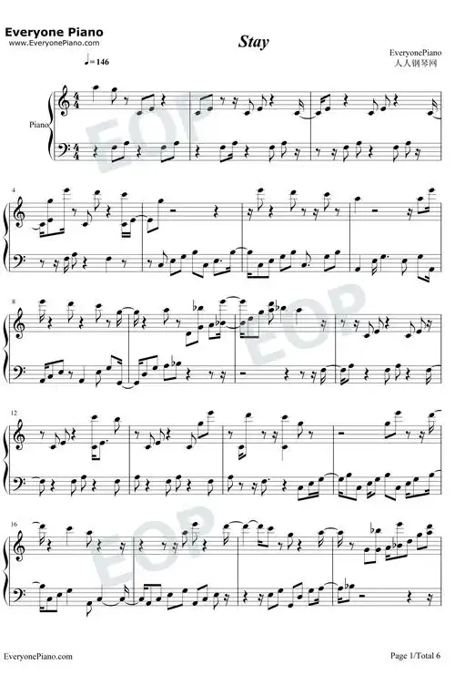 stay钢琴谱_post malone