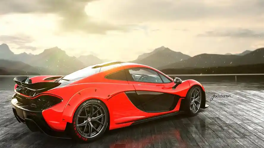 迈凯轮p1红色跑车侧面图 壁纸 - 1920x1080