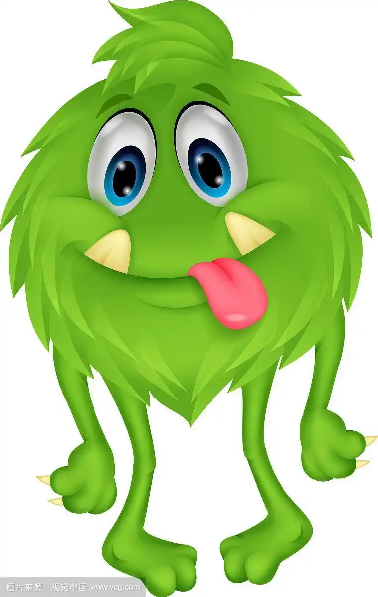 可爱的毛茸茸的绿色怪物卡通