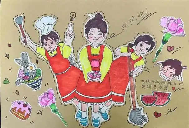 在少年志融媒平台推出的"我的妈妈是女神"绘画征集活动中,小朋友用