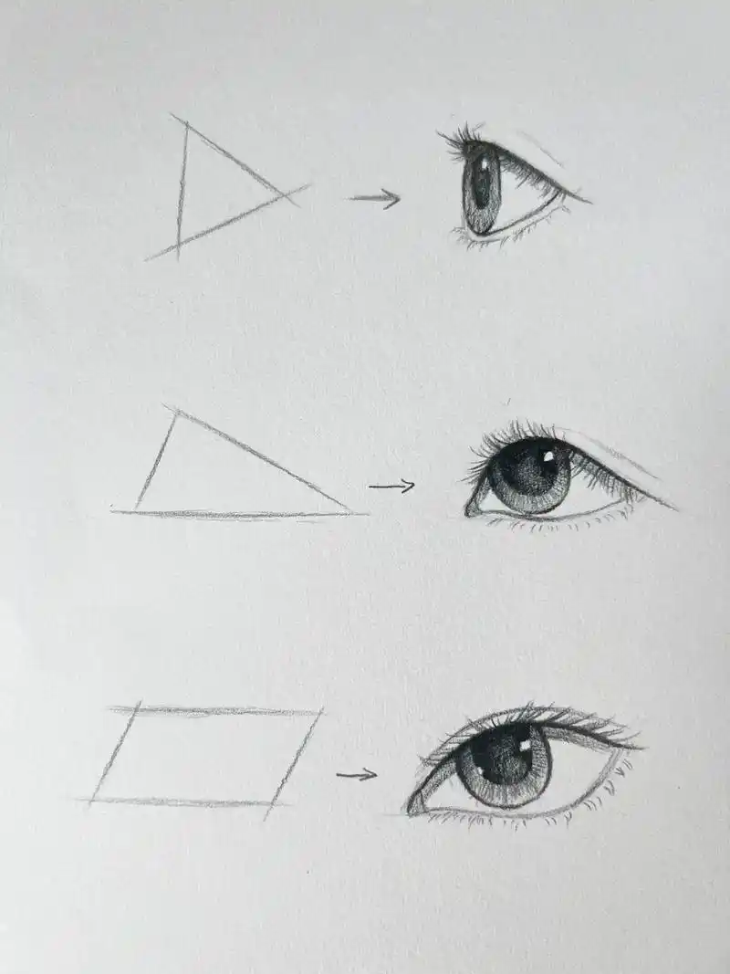 超简单的3个素描眼睛画法步骤图 #素描 #绘画过程分享 #素 - 抖音