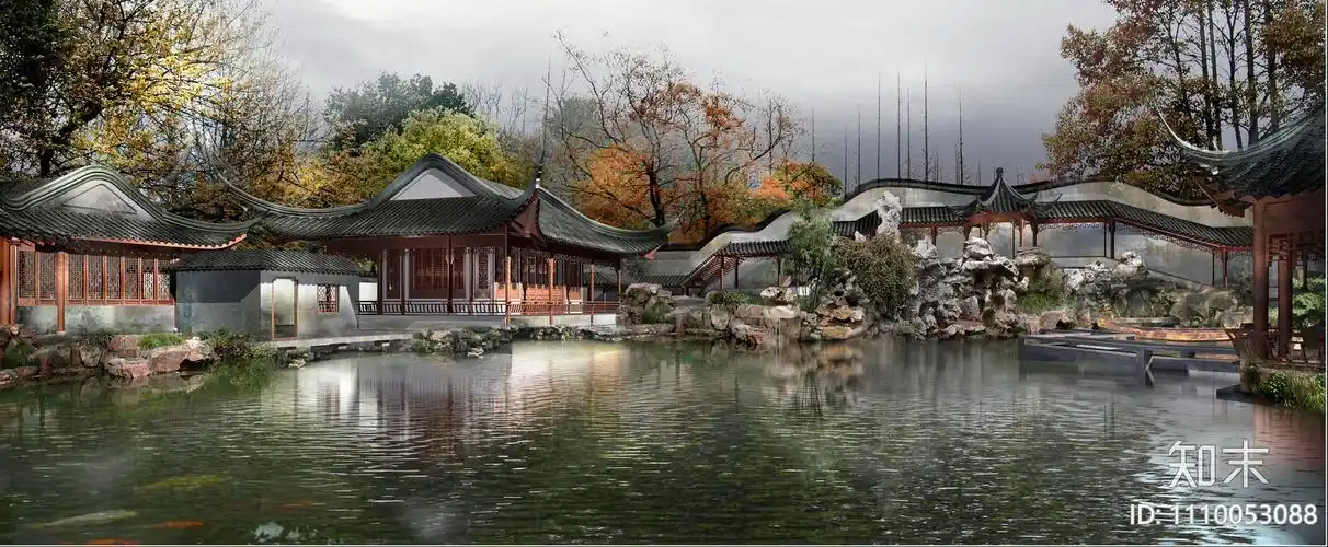 古风园林景观建筑psd免抠贴图下载