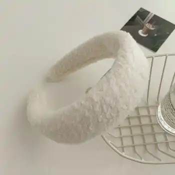 毛绒秋冬款羊羔毛发箍百搭外出毛毛头箍发饰发卡仙女超仙头饰白色