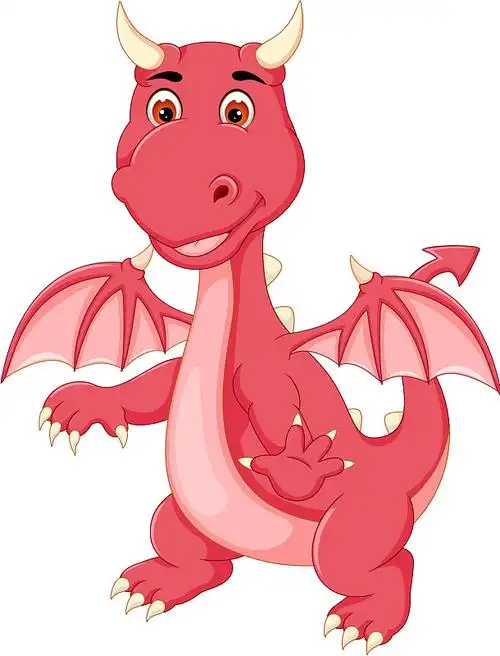 可爱的小龙站着,微笑着挥手图片