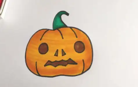 可爱简单万圣节南瓜灯简笔画画法步骤 彩色万圣节南瓜灯简笔画怎么画