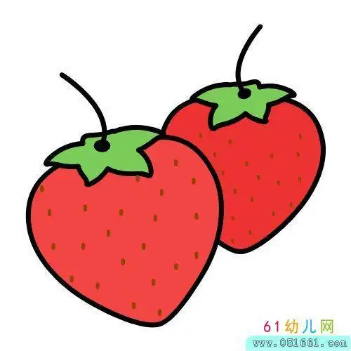 草莓田简笔画彩色