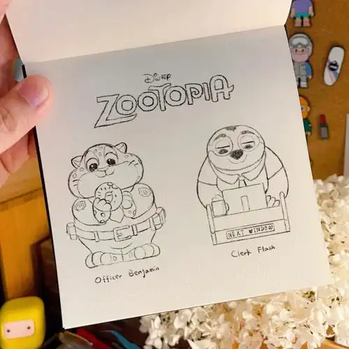 迪士尼疯狂动物城本杰明树懒铅笔线稿