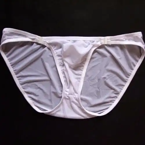 男士透明冰丝内裤性感低腰紧身囊袋裤头男青年透视三角裤超薄丝滑白色