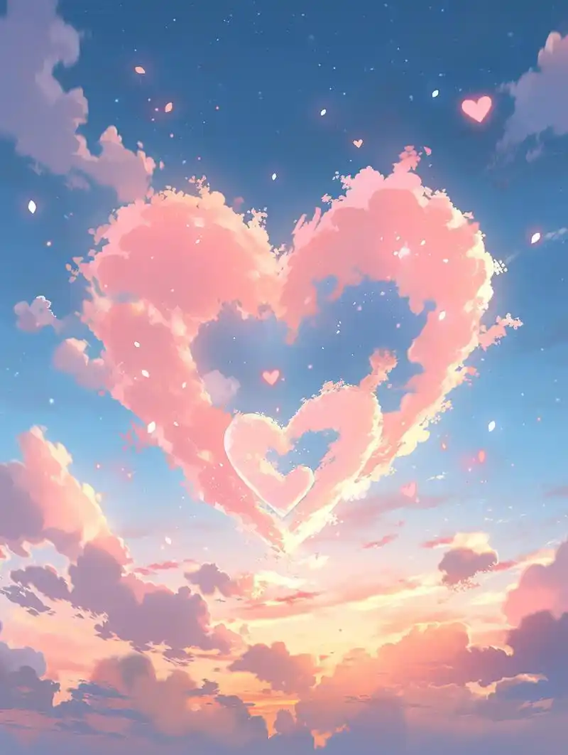 壁纸|这个唯美爱心云也太梦幻了吧~  治愈系唯美手机壁纸,梦幻粉色系