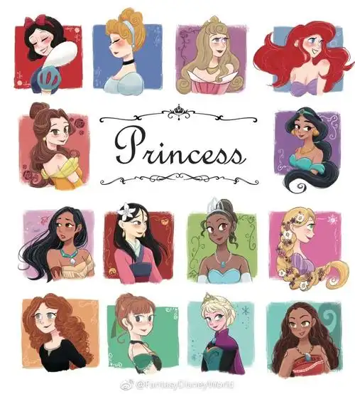 迪士尼公主,图片来源于fantasydisneyworld