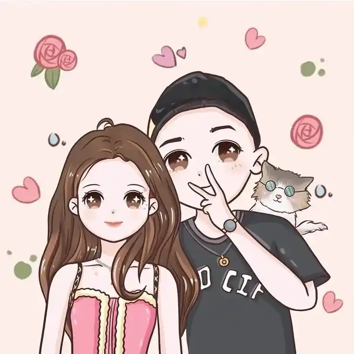 卡通手绘情侣携宠物.快来看看个性宠物情侣手绘合集#创作灵感  - 抖音