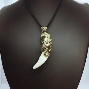 奢铧珠宝18k金定制镶嵌包牙套老虎吊坠包金包银牙套貔貅吊坠男女