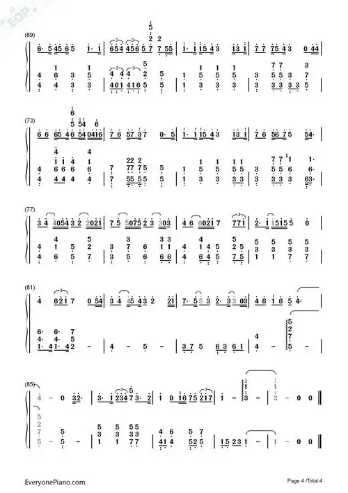 终身美丽瘦身男女主题曲双手简谱预览4