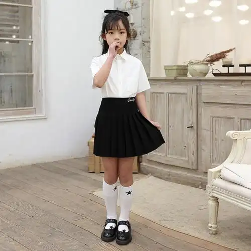 春秋女童学院风校服套装小学生英伦风大童白衬衣百褶裙制服套装