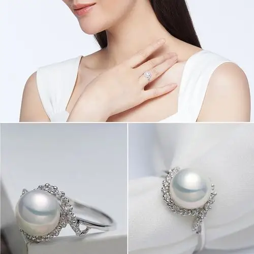 京润珍珠珠宝 珍言 s925银镶淡水珍珠戒指 附证书