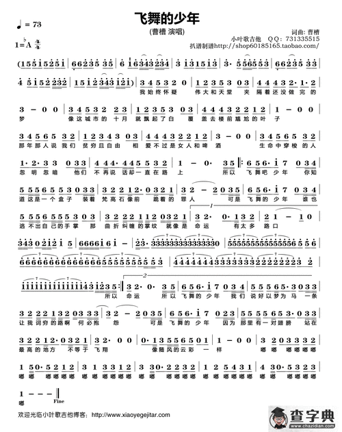 飞舞的少年简谱