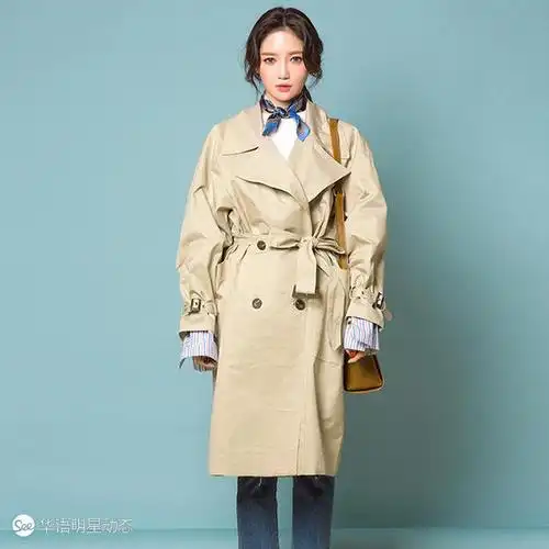 【明星街拍】春天潮搭只需一件风衣和一条丝巾