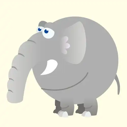 印花矢量图可爱卡通卡通动物大象色彩免费素材