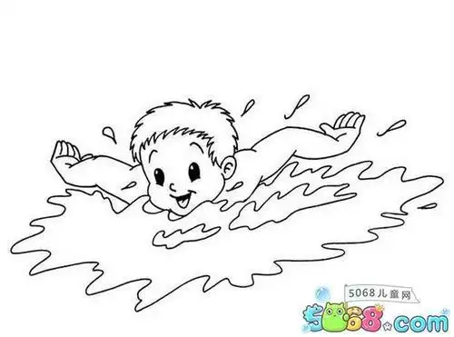 简笔画 人物简笔画 游泳的小男孩 夏天放