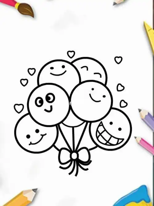 六只气球简笔画