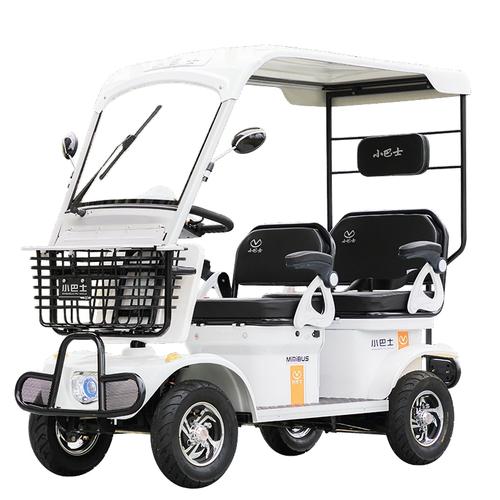 小巴士电动四轮车老年代步车观光车三双人家用接小孩电瓶动车助力