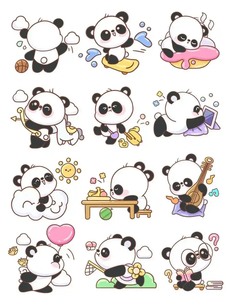 国宝|可爱呆萌卡通大熊猫插画免扣素材分享  揭秘!