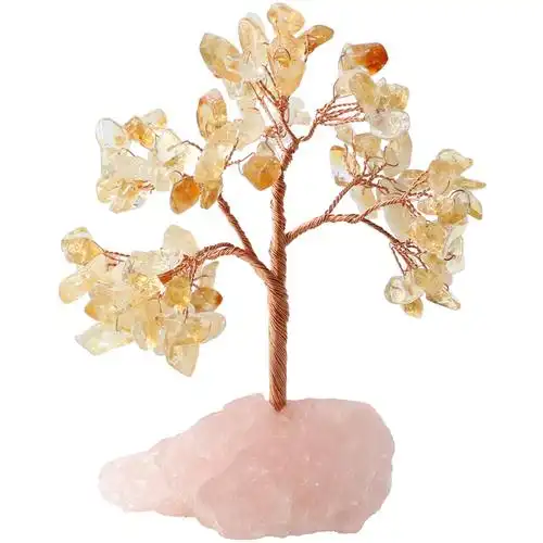 天然黄水晶树发发财招财树粉晶原石招财桃花运办公室摆件