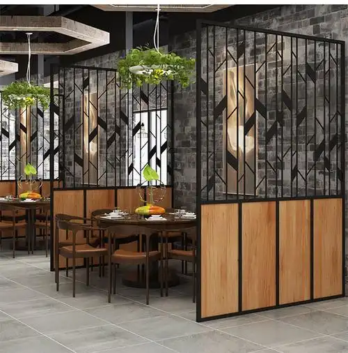现代餐厅火锅店屏风隔断装饰墙卡座隔断饭店酒吧工业风包间隔断下单