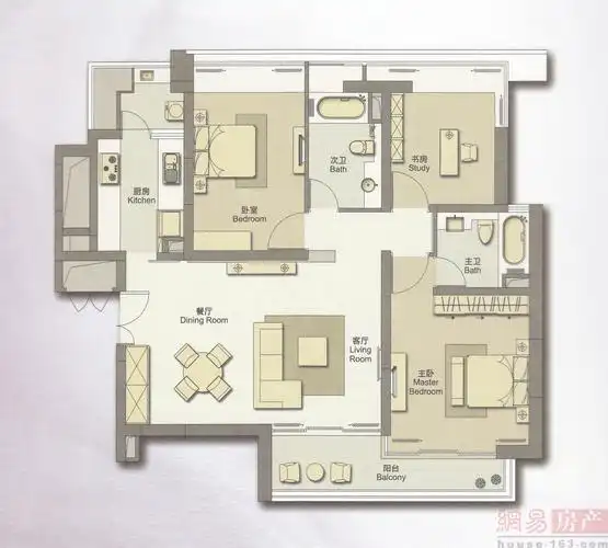 永新璟苑 三房二厅二卫 126m? 户型图