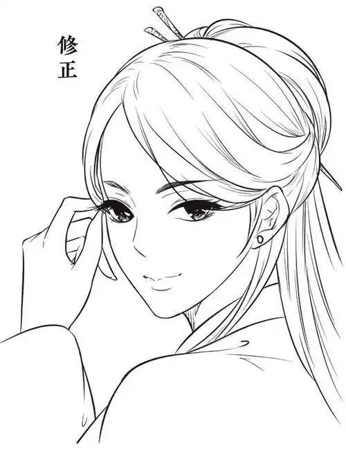 古风女孩侧颜简笔画