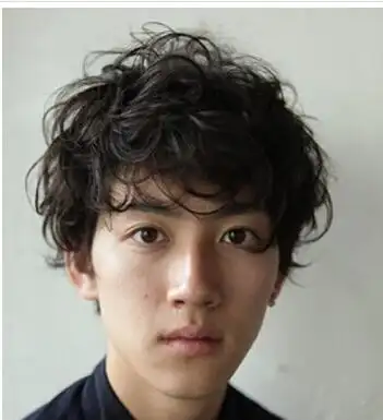 男生蓬松全头微卷发造型 好看的男生卷发图片
