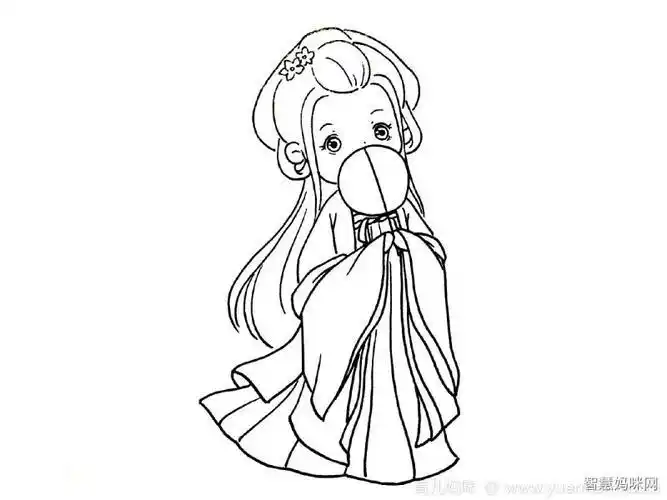 画|古风小姐姐汉服卡童少女人物简笔画这么可爱的简笔画古风小人来不
