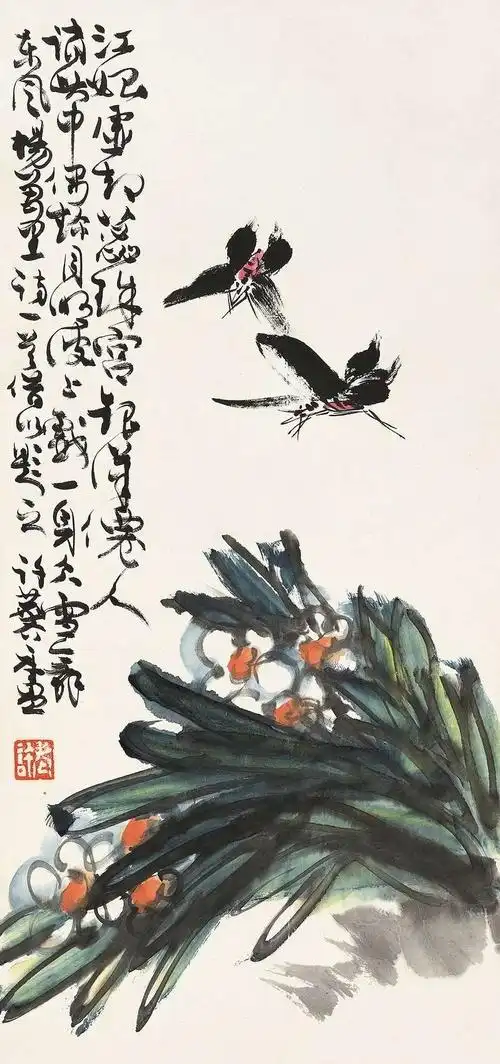 许麟庐的大写意花鸟