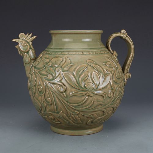 摆件宋耀州窑鸡壶执壶 古董古玩收藏品 老货旧货 出土瓷器名窑瓷