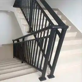 厂家供应锌钢组装楼梯 黑色楼梯转角扶手组装阳台护窗栏杆