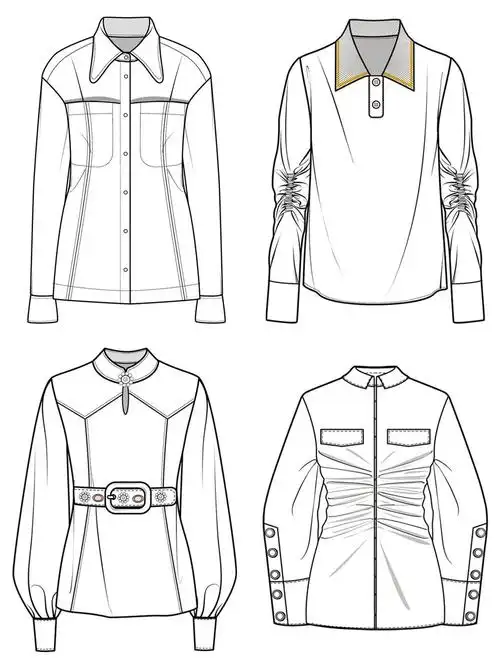 衬衫正反面服装款式图12