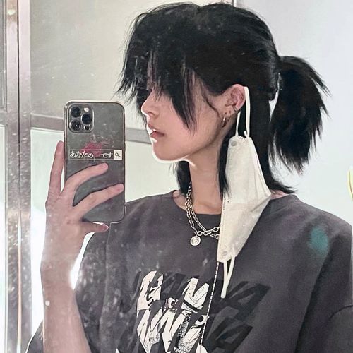 狼尾假发男女短发网红鲻鱼头日系武士头发型韩版帅气学生全头套式