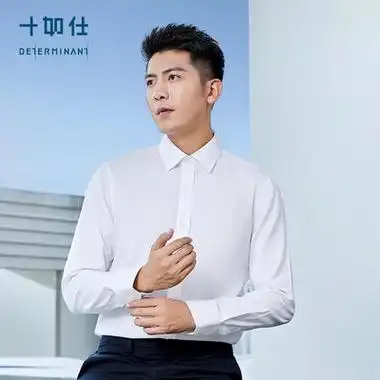 十如仕衬衫男长袖衬衣纯棉免烫抗皱商务休闲正装20103白色41