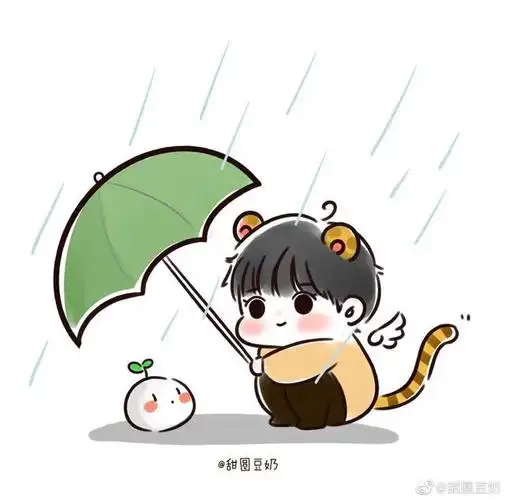 190601 饭绘可爱暖心王源 手拿雨伞为汤圆遮雨