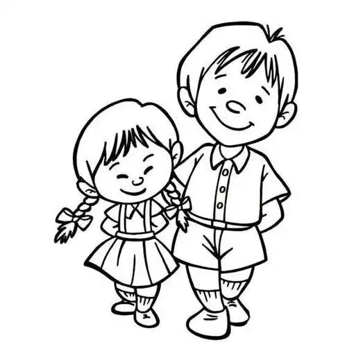 兄妹俩之间的简笔画