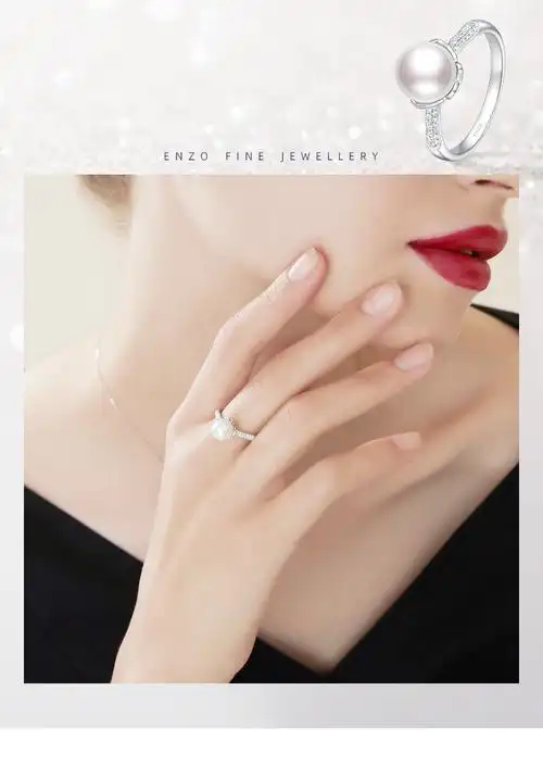 周大福 enzo珠宝 如意系列18k金akoya海水珍珠镶钻戒指送女友 ezt482