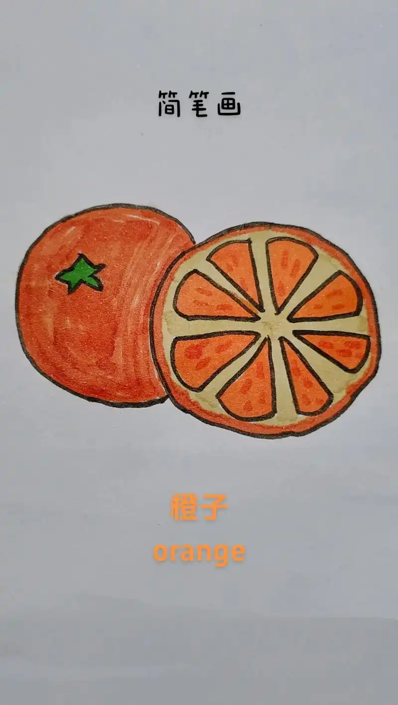 水果简笔画.秋天要多吃橙子补充维c呀,简单几步就可以画成的橙 - 抖音