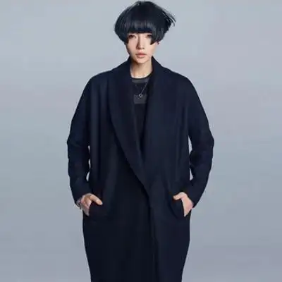 夕又米原创设计/一粒扣极简修身廓形毛呢大衣/全场包邮